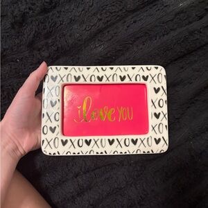 Heart Patterned Photo Frame with Red Accent